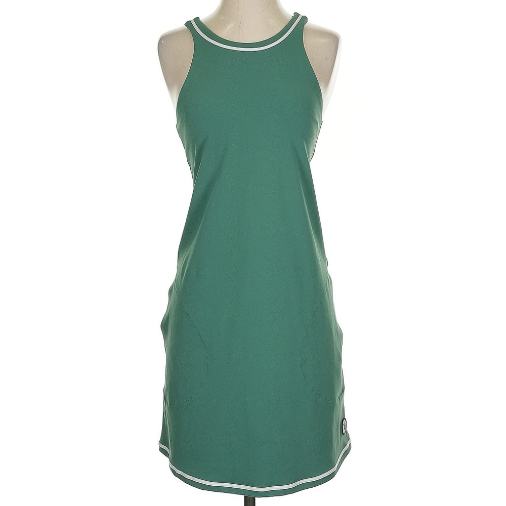 Vuori Teal Green Racerback Mini Dress with White Trim - Picture 4 of 12